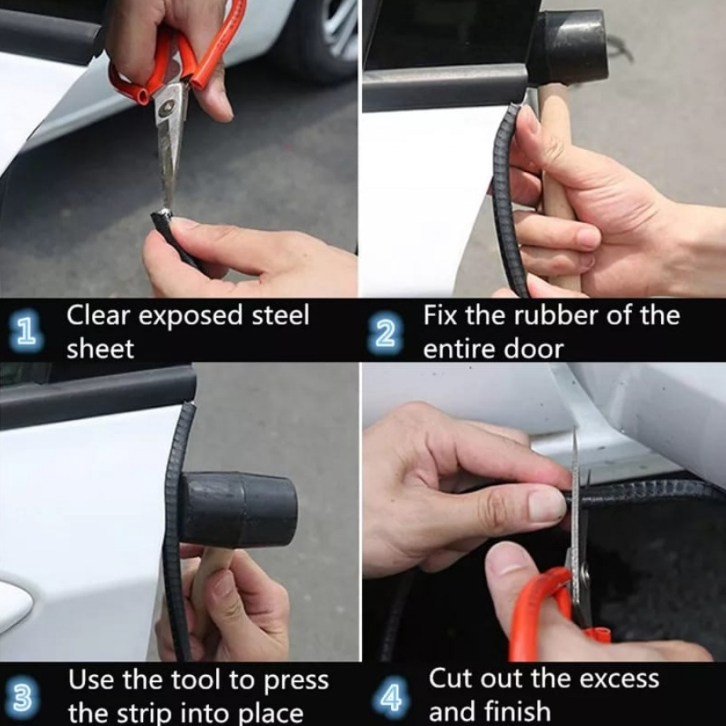 '- Rola ornament cheder protectie usa auto cu insertie metalica culoare Negru / Rosu / Albastru / Alb