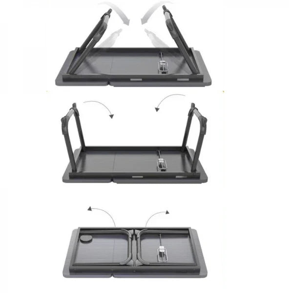 Masa pliabila pentru laptop cu suport pentru pahar, reglabila pe inaltime 5 pozitii, 55.3 x 24 x 32 cm, negru