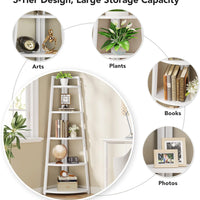 Raft biblioteca de colt cu 5 polite, alb, 52 x 34 x 110cm