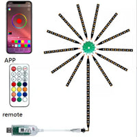 Instalatie artificii LED Smart, RGB, muzica, telecomanda si control din smartphone, multicolor