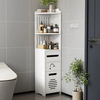 Dulap vertical pentru baie, 3 polite, 2 sertare 100x24x24/120x27x27 cm