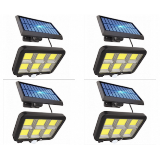 Set 4 proiectoare led cu 120 leduri si incarcare solara