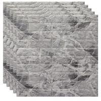 Set 8 x Tapet 3D, autoadeziv/autocolant, spuma moale, design modern, pentru interior, usor de curatat, rezistent la apa, dimensiuni 70 cm x 77 cm x 0,3 cm, design marmura, Alb/Negru