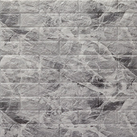 Set 8 x Tapet 3D, autoadeziv/autocolant, spuma moale, design modern, pentru interior, usor de curatat, rezistent la apa, dimensiuni 70 cm x 77 cm x 0,3 cm, design marmura, Alb/Negru