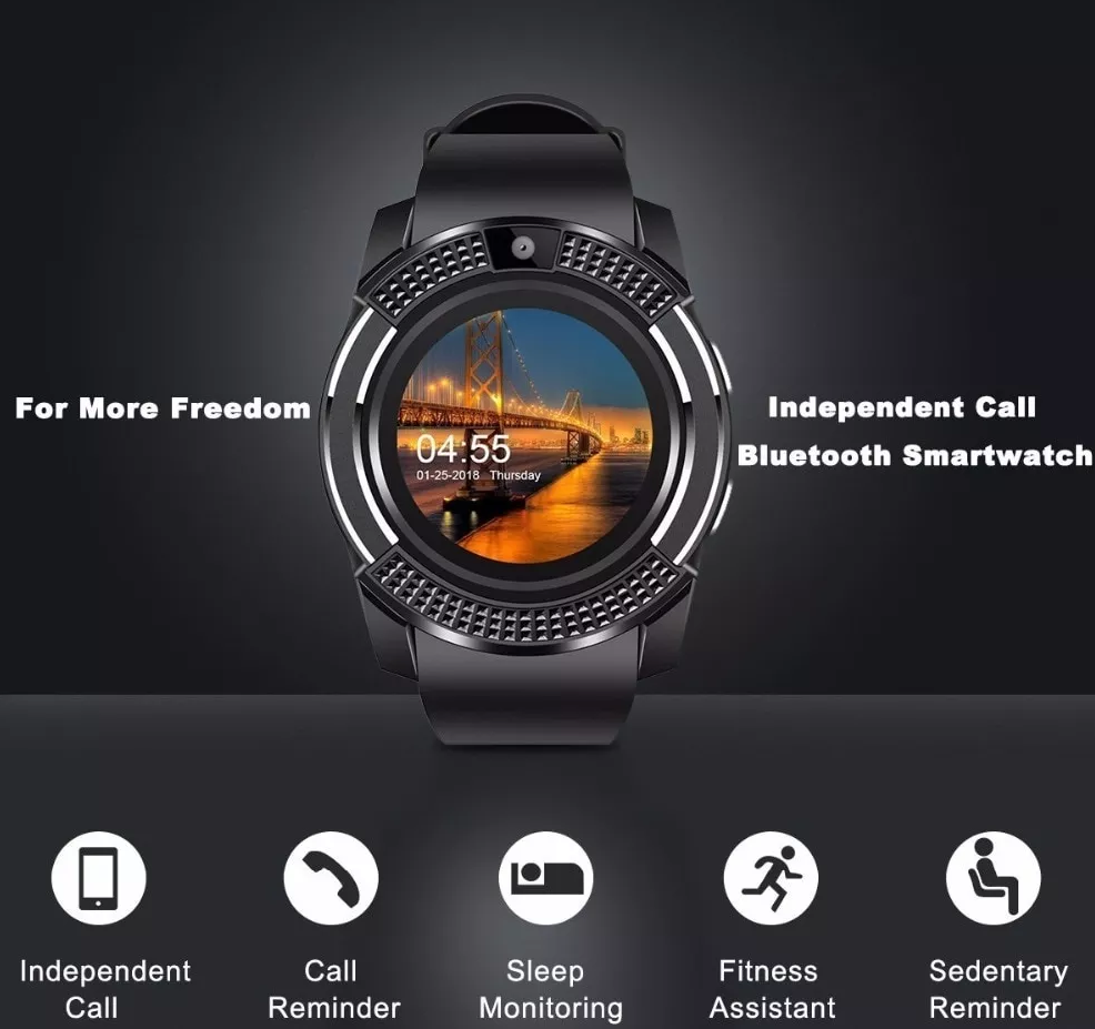 Ceas Smartwatch V8 Negru HandsFree Bluetooth 3.0 SIM Android