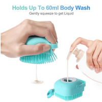 **Burete de baie din silicon, Mini Soft Brush, cu rezervor pentru gel de dus / sampon