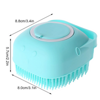 **Burete de baie din silicon, Mini Soft Brush, cu rezervor pentru gel de dus / sampon