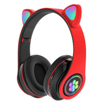 **Casti wireless pliabile cu urechi de pisica iluminate LED, Bluetooth 5.0, Bass Stereo
