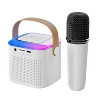 **Boxa karaoke cu microfon wireless, difuzor portabil cu lumina RGB LED, alb