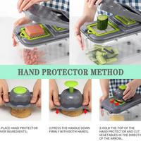 **Razatoare multifunctionala pentru fructe si legume, 22 piese, lame din otel inoxidabil