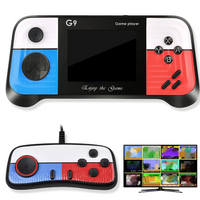 **Consola de jocuri, portabila, cu 666 de jocuri, ecran HD de 3 "0", conexiune TV, functia de vibratie a controlerului de joc, suport TV AV-out, din ABS, alb/albastru/rosu