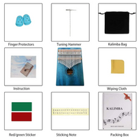 **Instrument muzical din lemn cu incinta si 17 note, Kalimba, mini-pian