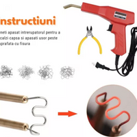 **Trusa aparat sudat plastic, pistol profesional pentru lipit/sudat plastic, kit pentru repararea fisurilor din plastic, polipropilena, 200 capse de intarire, putere 50W