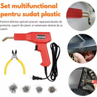 **Trusa aparat sudat plastic, pistol profesional pentru lipit/sudat plastic, kit pentru repararea fisurilor din plastic, polipropilena, 200 capse de intarire, putere 50W