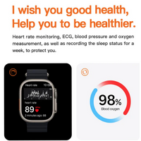 **Ceas Inteligent T800 Ultra, Carcasa Aluminium, Incarcator Wireless, Notificari Apel si Retele Sociale, Oximetru, Ritm Cardiac si Tensiune Arteriala, Monitorizare somn