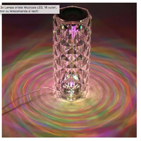 **Set 2x Lampa cristal Muzicala LED, 16 culori, control cu telecomanda si tactil