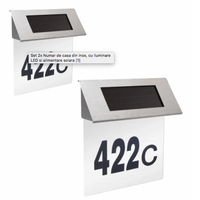 **Set 2x Numar de casa din inox, cu iluminare LED si alimentare solara