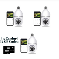 **SET 3 X CAMERE DE SUPRAVEGHERE IN BEC CU SOCLU, JORTAN