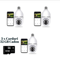 **SET 3 X CAMERE DE SUPRAVEGHERE IN BEC CU SOCLU, JORTAN
