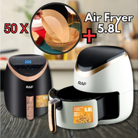 **Air Fryer Deluxe RAF 5.8L, 1500W, Circulație 360°, Touch Screen + Set 50 Hârtii de Copt