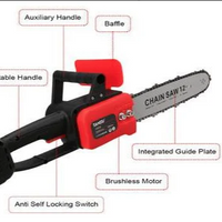 **Drujba electrica cu lant 12 inch, cu 2 Acumulatori, 48 V, Lithium, 2 lanturi, 1200 W, 4800rpm, 305mm