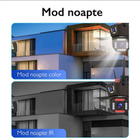 **Camera de Supraveghere Tripla WIFI, 12MP, Exterior/Interior, Ultra HD, 5X zoom, Rotire, Leduri, Lumina, Comunicare Bidirectionala, Alarma, Senzor Miscare