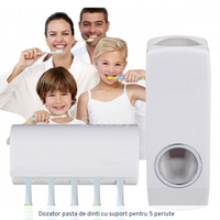 Dozator pasta de dinti cu suport pentru 5 periute