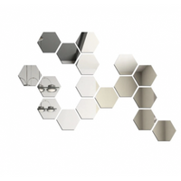 '- Oglinzi Decorative Fagure Hexagon pentru Baie si Living - 12 Bucati ARGINTIU