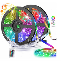 Banda LED RGB multicolor cu telecomanda 5 M, alimentare la priza