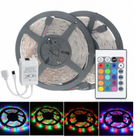 Banda LED RGB multicolor cu telecomanda 5 M, alimentare la priza