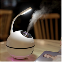 '- Umidificator de aer Ultrasonic Minge Lampa&Ventilator, USB, DC 3.7V, 300ml, baterie 2000ma, Alb