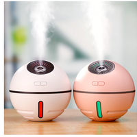'- Umidificator de aer Ultrasonic Minge Lampa&Ventilator, USB, DC 3.7V, 300ml, baterie 2000ma, Alb