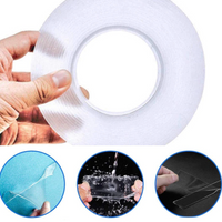 '- Banda Dublu Adeziva Profesionala Zenino - Reutilizabila dupa Spalare, Fara Urme, Puternica, 1M, Transparenta