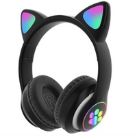 Casti audio Wireless, urechi de pisica, iluminare LED, Stereo