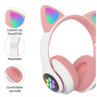T-Casti audio Wireless, urechi de pisica, iluminare LED, Stereo