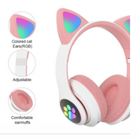 T-Casti audio Wireless, urechi de pisica, iluminare LED, Stereo