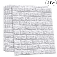 '- Set 5 x Placa de tapet adeziv caramizi albe, 77x70 cm