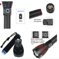 '- Lanterna Profesionala LED, 2 Acumulatori, 59800 Lumeni, 3 Trepte de Intensitate, Dimensiuni Reduse, Negru teleMAG