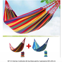 '- SET 2 X Hamac multicolor din bumbac pentru 1 persoana 220 x 80 cm