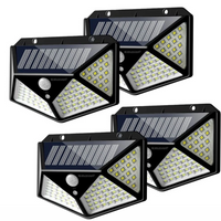 Set 4 x Lampa 100 LED cu panou solar, senzor de miscare +CADOU Lanterna profesionala de cap reglabila cu triplu LED