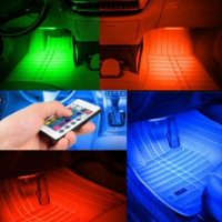 '- Set 4 benzi LED auto cu lumina ambientala RGB si telecomanda