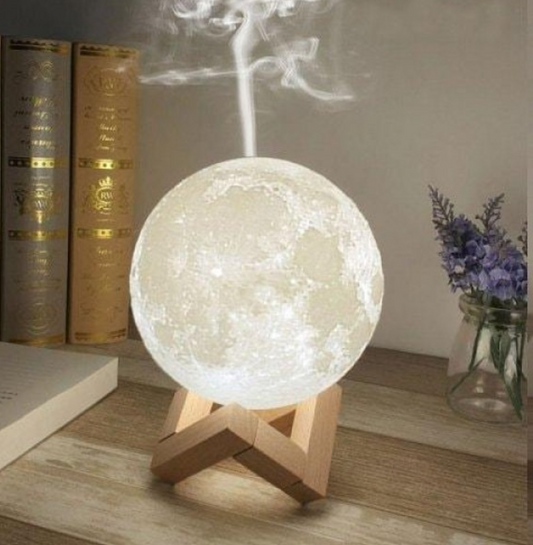 '- Lampă de veghe cu umidificator, Luna Moon 3D, 880 ml + Cadou un ulei esențial aromaterapie 10ml