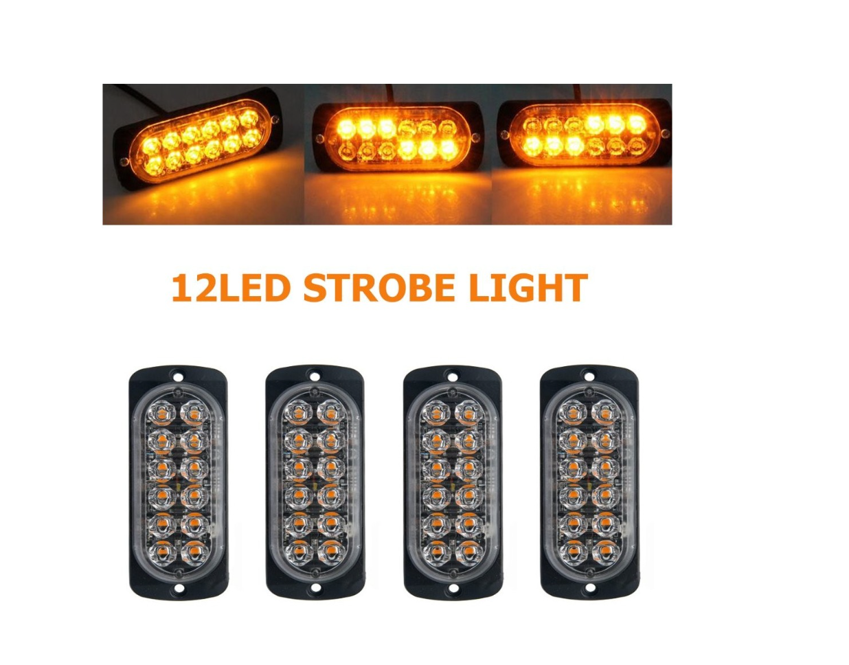 '- Set 4 x Stroboscop 12 LED, lumina portocalie