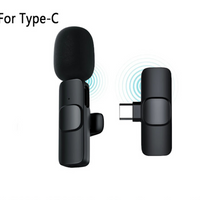 '- Microfon wireless, lavaliera, interfata USB-C/ USB iPhone, Negru