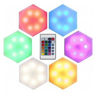 NOU:Set 6 lampi hexagon RGB cu telecomanda si senzor tactil