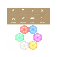 NOU:Set 6 lampi hexagon RGB cu telecomanda si senzor tactil