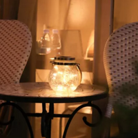 NOU: Lampa solara tip borcan pentru gradina, lumina multicolor/calda.