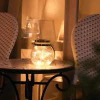 NOU: Lampa solara tip borcan pentru gradina, lumina multicolor/calda.