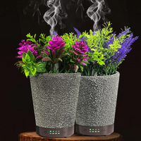 NOU: Umidificator/Difuzor aromaterapie in forma de ghiveci cu flori, 7 culori programabil, oprire automata