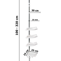 NOU: Raft pentru baie, ProCart, 4 nivele, 3 carlige, suport prosop, reglabil 100-320 cm, montare pe colt, alb